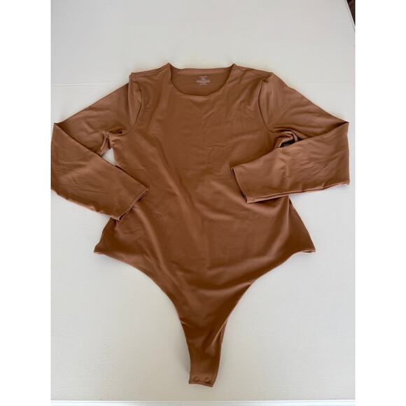 Nuuds Longsleeve Crewneck Bodysuit Brown Size XL - Picture 1 of 4